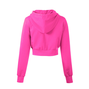 Wholesale Custom LOGO High Quality Women Blank Full <b>Zip</b> <b>up</b> Drawstring Soft Fleece Oversized Lounge <b>Cropped</b> <b>Zip</b> Through Hoodie - Product Image 3