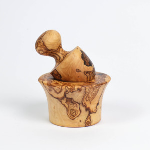 ArtisRaw - Presse-ail écologique, mortiers et pilons en bois d'olivier tunisien, fabriqués en Tunisie, modèle MP003 - Product Image 2
