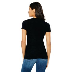 Hombro Taping Longitud del cuerpo más largo 100% Airlume Peinado y anillo de algodón hilado 32 Single 4,2 oz Negro sólido Mujer Slim Fit Camiseta - Product Image 6