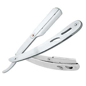Hot Selling Razor <b>Holder</b> for Shave & Hair Designs Barber Turkish Cut Throat Straight Razor Metal Handle Stainless Steel Razors - Product Image 6