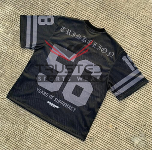 Camiseta de fútbol americano de malla, talla grande, transpirable, con estampado por transferencia térmica, personalizada, de alta calidad, antibacteriana y anti-UV - Product Image 1