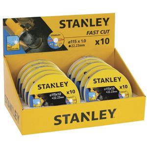 Ensemble de disques de ponçage Stanley 115 mm pour la découpe de l'acier inoxydable, lot de 10 pièces - Product Image 1