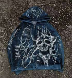 Sweat-shirt à capuche Y2K pour hommes et femmes, imprimé araignée, style Hip Hop, avec fermeture éclair, manches longues, veste décontractée ample pour l'automne et l'hiver, style Harajuku - Product Image 1