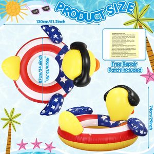 Factory Direct Duck <b>Pool</b> Float 36 Inch <b>Inflatable</b> Patriotic Swim Ring <b>for</b> Adults 250 Anniversary Party Durable Water Raft - Product Image 2