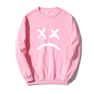 OEM Venta al por mayor de ropa informal de algodón en blanco Sudadera para hombre Sudadera de cuello redondo personalizada Mezcla Sudadera de algodón con estampado de cara triste para hombres - Product Image 6
