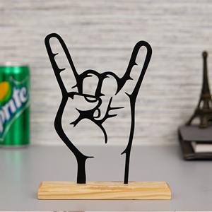 Belle sculpture à la main en métal noir avec base en bois Accent décoratif idéal pour le salon et l'espace de travail - Product Image 2