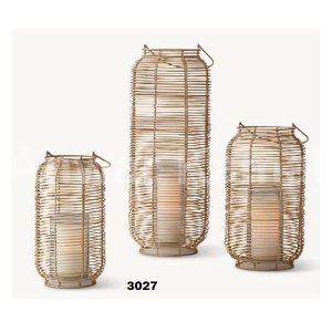 Portavelas con marco de metal marrón para decoración del hogar Juego de artículos de 3 piezas - Product Image 1