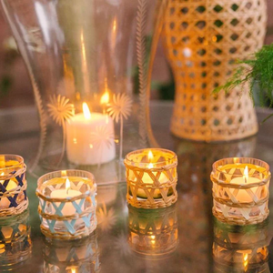 Soportes de bebidas de vidrio, accesorio envuelto en agua, resistente al calor, mimbre tejido de Vietnam - Product Image 6