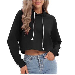 Wholesale Price Woman Clothing Yoga Gym High Quality Winter Sports Cotton <b>Top</b> Crop Hoodie <b>Women</b> - Product Image 3