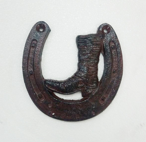 Chapeau de cowboy élégant en fonte Plaque de bienvenue ornement équestre décoratif et objet pour mur et porte montée - Product Image 6