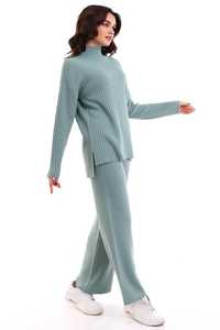 Conjunto de Dos Piezas de Punto para Mujer, Conjunto de Suéter Holgado de Cuello Alto y Pantalones de Alta Calidad, Tejido Suave - Product Image 4