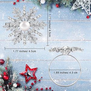 Rond de serviette en argent allemand fait à la main Rond de serviette en strass Flocon de neige pour décoration de fête Table à manger Décor de table de tous les jours - Product Image 6