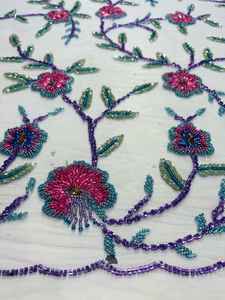 Lace Luxury Beaded Fabric Red Brown Full Beaded Handwork for Party Wedding - Product Image 5