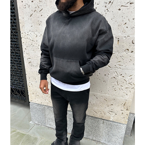 Sweat à capuche zippé avec lavage à l'acide en pierre personnalisé Zipup en détresse Sunfaded Sun Faded French Terry épais Double ZipUp Hoodie Hommes - Product Image 4