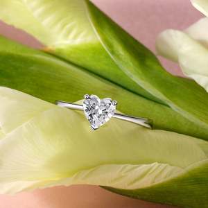 Jeulia Heart Cut <b>Solitaire</b> Sterling <b>Silver</b> Fashion Engagement <b>Ring</b> - Product Image 5