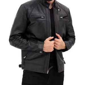Nouveau respirant 2025 vente en gros de haute qualité hommes personnalisé hiver veste en cuir motard moto vestes Pu Faux cuir veste - Product Image 5