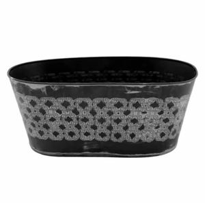 Maceta de diseño de metal de forma ovalada de tendencia, maceta de escritorio de diseño de aspecto antiguo clásico de color blanco y negro hecha a mano al por mayor - Product Image 2