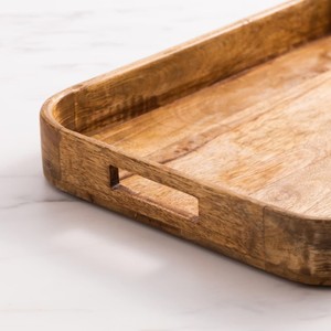 Salisbury and Co Grove Plateau de service rectangulaire en bois de manguier Plateau de petit-déjeuner en bois naturel Ottoman de style rustique - Product Image 4