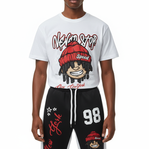 Mens Streetwear <b>T</b>-Shirt Jogger Set High Quality Cotton Eco-Friendly Lightweight Printed <b>Track</b> Pants Custom Cartoon Print 220/240 - Product Image 1