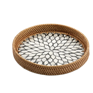 Plateau de service fait main de café et de thé de conception antique moderne de forme ronde pour la vaisselle Offre Spéciale plateau de service décoratif - Product Image 1