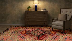 Conjunto de alfombra persa de lana anudada a mano de alta calidad Diseño de patrón abstracto único - Product Image 2