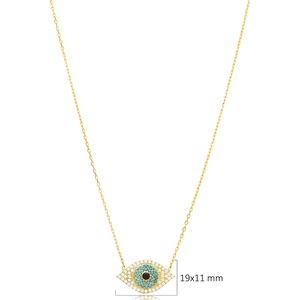 Élégant Minimaliste Oeil Argent Charme Collier Chance Pendentif Turc En Gros Fabriqué À La Main 925 Bijoux En Argent Sterling - Product Image 2