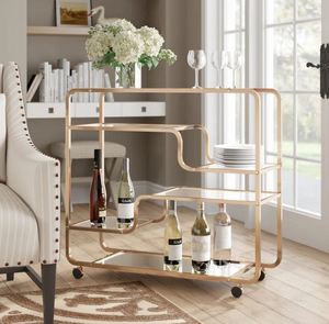 Iron Good Quality <b>Serving</b> Wine bar Cart for Home Catering Hotel Restaurant Kitchen Food <b>Serving</b> <b>Trolley</b> Wine & Glasses Holders - Product Image 3