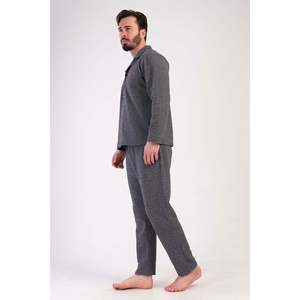 Conjunto de Pijama para Hombre CEPLI, Jacquard, Interlock, Completamente Abotonado, Manga Larga - NEGRO - NEGRO - Product Image 2
