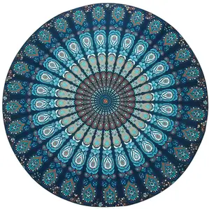 Tondo Mandala spiaggia tiro da parete arazzo stampato in cotone 100% fatto a mano in stile mediterraneo tovaglia rotonda da cucina