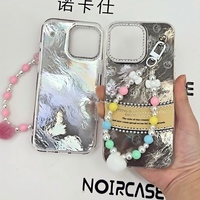 Coque de téléphone avec cordon pour iPhone séries 17, 15, 13 Pro Max Plus, anti-chute, style mignon et tendance, vente en gros