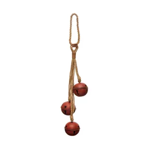 Indian Wholesale Supplier Of Metal Bell On Rope Hanging Red Color Festival And Party Christmas Decoration Ornamental Gifts