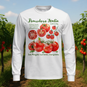 T-shirt a maniche lunghe con grafica Pomodoro Italia, abbigliamento promozionale ispirato all'Italia - Product Image 3
