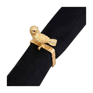 Modern Professional Manufacturer from India Metal Classical Gold Plated Square Shape <b>Standing</b> <b>Bird</b> Design Napkin Ring - Product Image 2