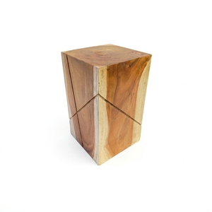 Tabouret en bois de suar artisanal, tabouret en bois naturel solide, chaise ottomane pour le salon, décoration de la maison - Product Image 1