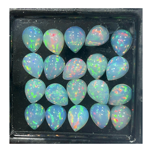 เกรด AAA อัญมณีสีขาวเอติโอเปียนโอปอล Cabochon 6x8มม. เทียบลูกแพร์อัญมณีสีขาวแวววาวเต็มรูปแบบสำหรับเครื่องประดับ - Product Image 1