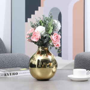 Geometric Gold <b>Vase</b> Set Glossy Metallic Decorative Flower <b>Vases</b> <b>for</b> Home Hotel Restaurant Table Wholesale - Product Image 2