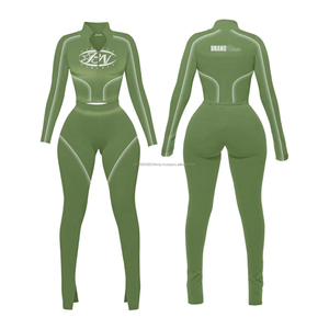 Conjunto Deportivo Personalizado para Mujer 2026, Sudadera Corta con Cremallera y Pantalones Acampanados, Traje Deportivo con Logotipo, Chándal Elegante para Mujer - Product Image 3