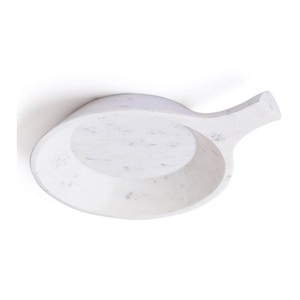 Bol de service en marbre blanc très demandé, au design artisanal unique, idéal pour la salle à manger à domicile et les hôtels – Prix usine en gros pour l'Inde - Product Image 3