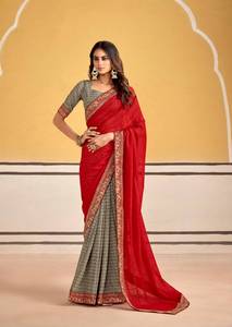 Stavan Titan Georgette Broderie Bordure Saree Collection Styles d'hiver modernes Catalogue complet disponible Tarifs de gros Indien - Product Image 4