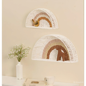 Estante de pared de media luna de arcoíris tejido llamativo, accesorio de decoración Natural para habitación de niños, guardería para cumpleaños - Product Image 5