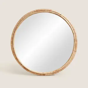 Cheap Product Classic Vintage Round Seagrass Hanging Mirror Wall Decor Item Rattan Wicker Mirror Wall Mounted Mirror Decor