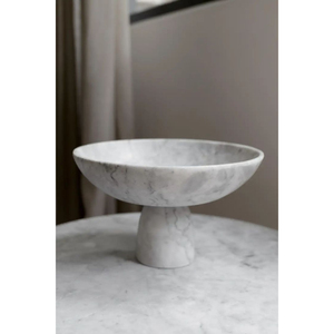 Frutero de pedestal de mármol natural blanco creativo, centro de mesa de mármol hecho a mano moderno para decoración del hogar de lujo y mesa de comedor - Product Image 1