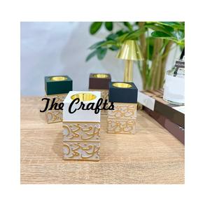 Juego de Cuatro Quemadores de Incienso de Madera Mabkhars con Caligrafía, Forma Cuadrada, para Uso en Bodas y Fragancias - Product Image 1