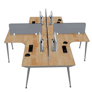 Contemporary Cross-<b>shaped</b> 4-seater Steel Legged Cluster <b>Table</b> 280x240cm HBCO054 - Product Image 6