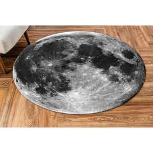 Alfombra redonda con diseño de luna llena Galactic View, alfombra impresa en 3D con arte espacial bohemio, alfombra de terciopelo - Product Image 1
