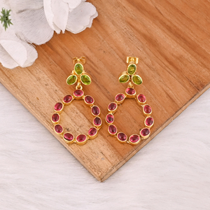 Women's Drop <b>Earring</b> Natural <b>Tourmaline</b> Peridot Gemstone Women's Stud <b>Earrings</b> Gold Plated Jewelry 925 Sterling Silver <b>Earrings</b> - Product Image 2