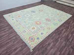 Handmade Modern 5x8 Woolen <b>Rug</b> Hand Knotted Oushak Design Light Color Customizable Size for Home or <b>Picnic</b> Use - Product Image 6