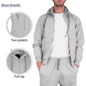 Nuevo cálido personalizado 300 GSM chándal con cremallera completa Sudadera con capucha y pantalones de chándal Jogging Bottoms Chándal de peso pesado para hombres - Product Image 4