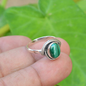 Beautiful Fantastic Malachite Engagement Ring 925 Sterling Silver Fine Minimalist Bohemian Jewelry <b>Wedding</b> Anniversary Gift Ring - Product Image 3