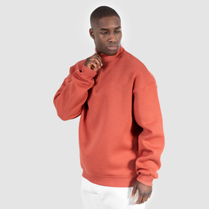 Wholesale Custom Oversized <b>Half</b>-<b>Zip</b> Fleece <b>Sweatshirt</b> for <b>Men</b> Embroidered Thermal Logo Transfer Printing 290Gsm Corded - Product Image 3